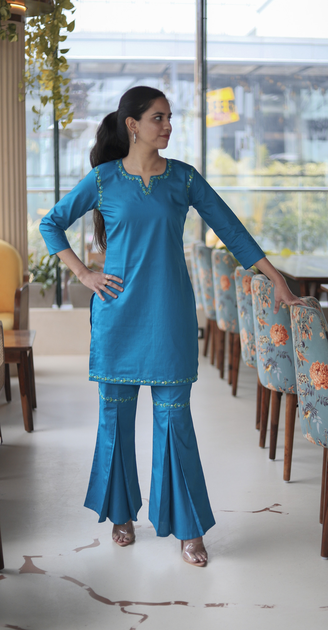 Blue Sharara Co-Ord Set - Contemporay Wear- That's Indian