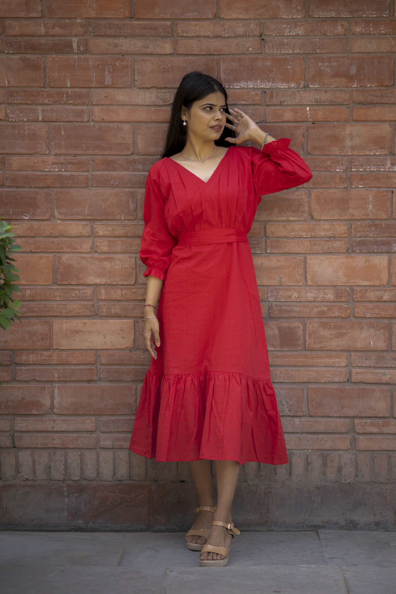 ASOS DESIGN Tall pearl mesh corset midi dress in red | ASOS