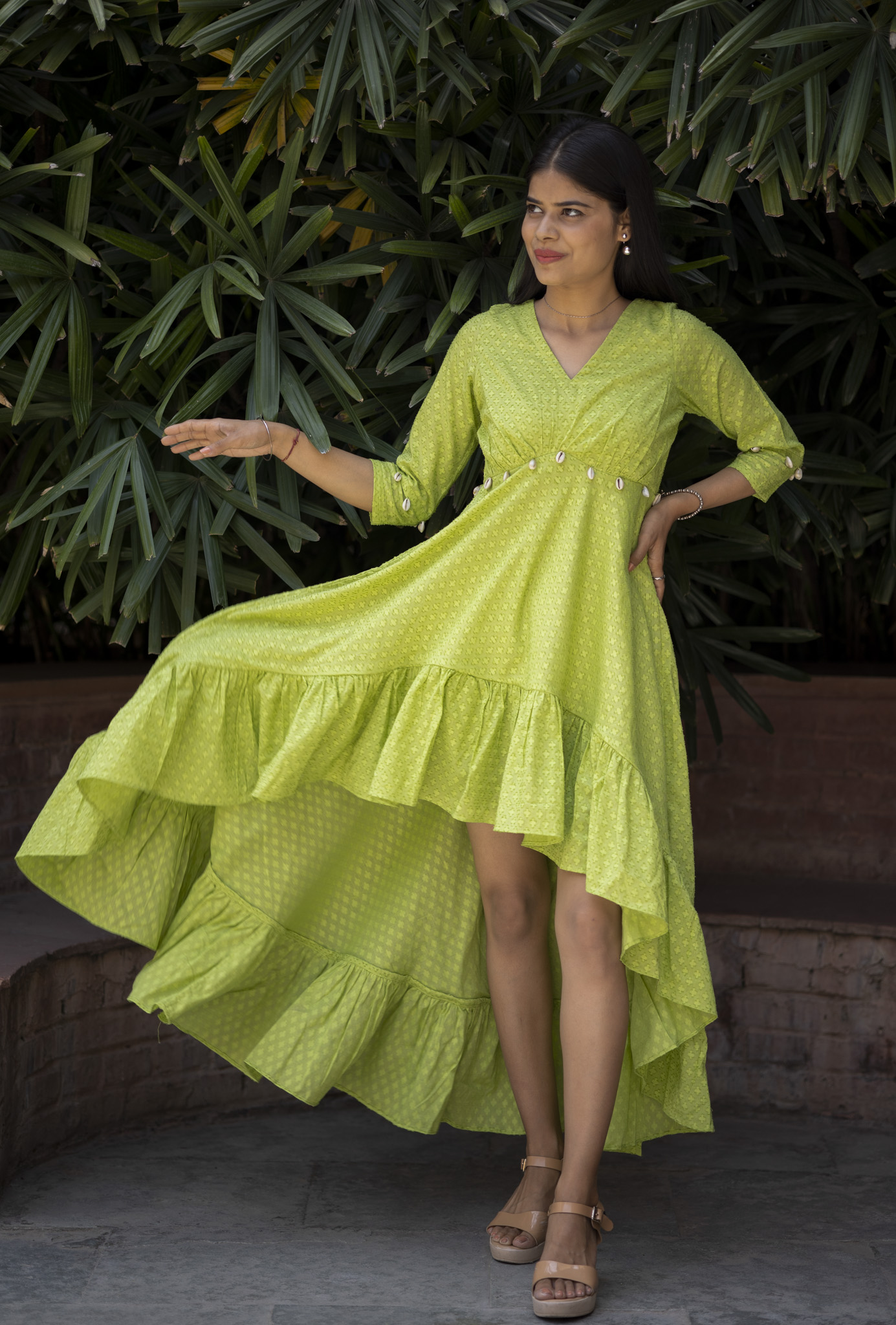 Buy Halter Strap Green Side Slit Dress for Women Online in India